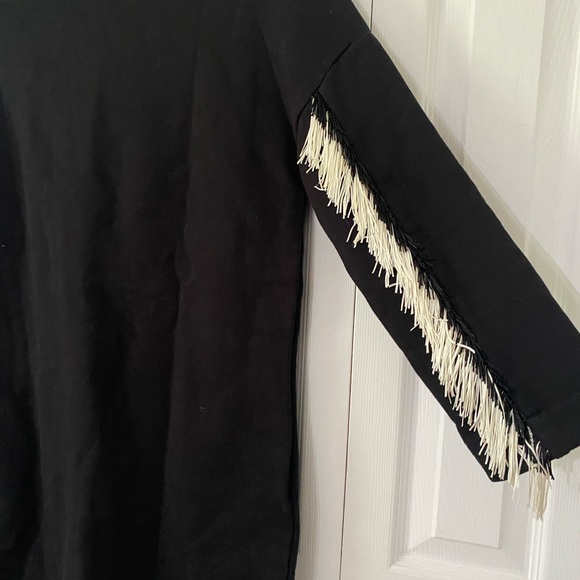 NWT SUOLI Black Sweater Fringe Dress Italy 38 US Small - Picture 6 of 12